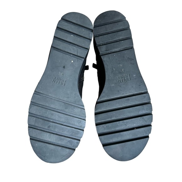 Eileen Fisher Collar Tumbled Nubuck Wedge Bootie Black Size 9.5 - Picture 11 of 11